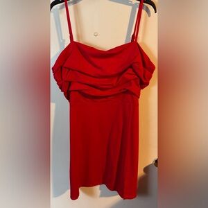 White Birch Red Ruched Midi Dress